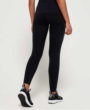 Superdry Performance Compression Flock Leggings Női Nadrág Fekete | URNWP7154